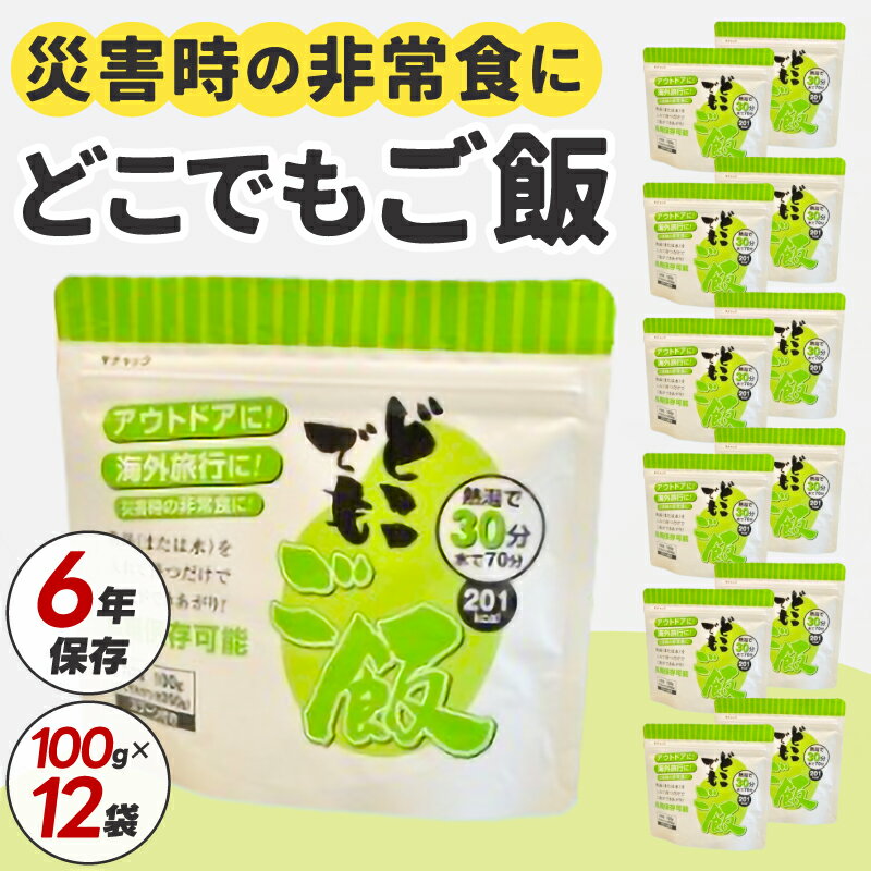 【ふるさと納税】米 総社産 ヒノヒカリ ひのひかり どこでもごはん 非常食 防災 アウトドア 長期保存 6年 100g 12袋