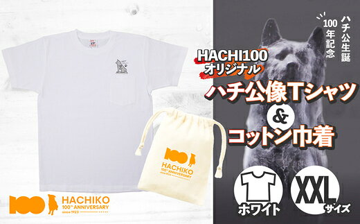 【ふるさと納税】【デザインとサイズが選べる！】HACHI100オリジナルTシャツ（HACHI100オリジナルコットン巾着サービス) 忠犬ハチ公 はち 100周年 服 衣類 グッズ 秋田県 大館市【配送指定不可】【(一社)秋田犬ツーリズム】
