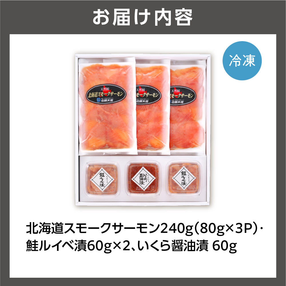 佐藤水産 北海道スモークサーモンといくら・鮭ルイべ漬