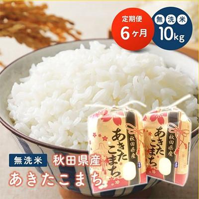 ふるさと納税 潟上市 【毎月定期便】秋田県産あきたこまち 無洗米 10kg(5kg×2袋)　全6回