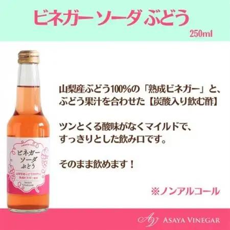山梨産ぶどう100%の熟成ビネガーで造った!そのまま飲める「ビネガーソーダぶどう6本セット」【1518345】