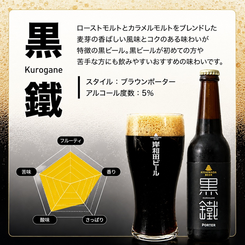 定期便 3回 ビール 受賞多数 岸和田ビール 黒鐵 330ml×6本 セ