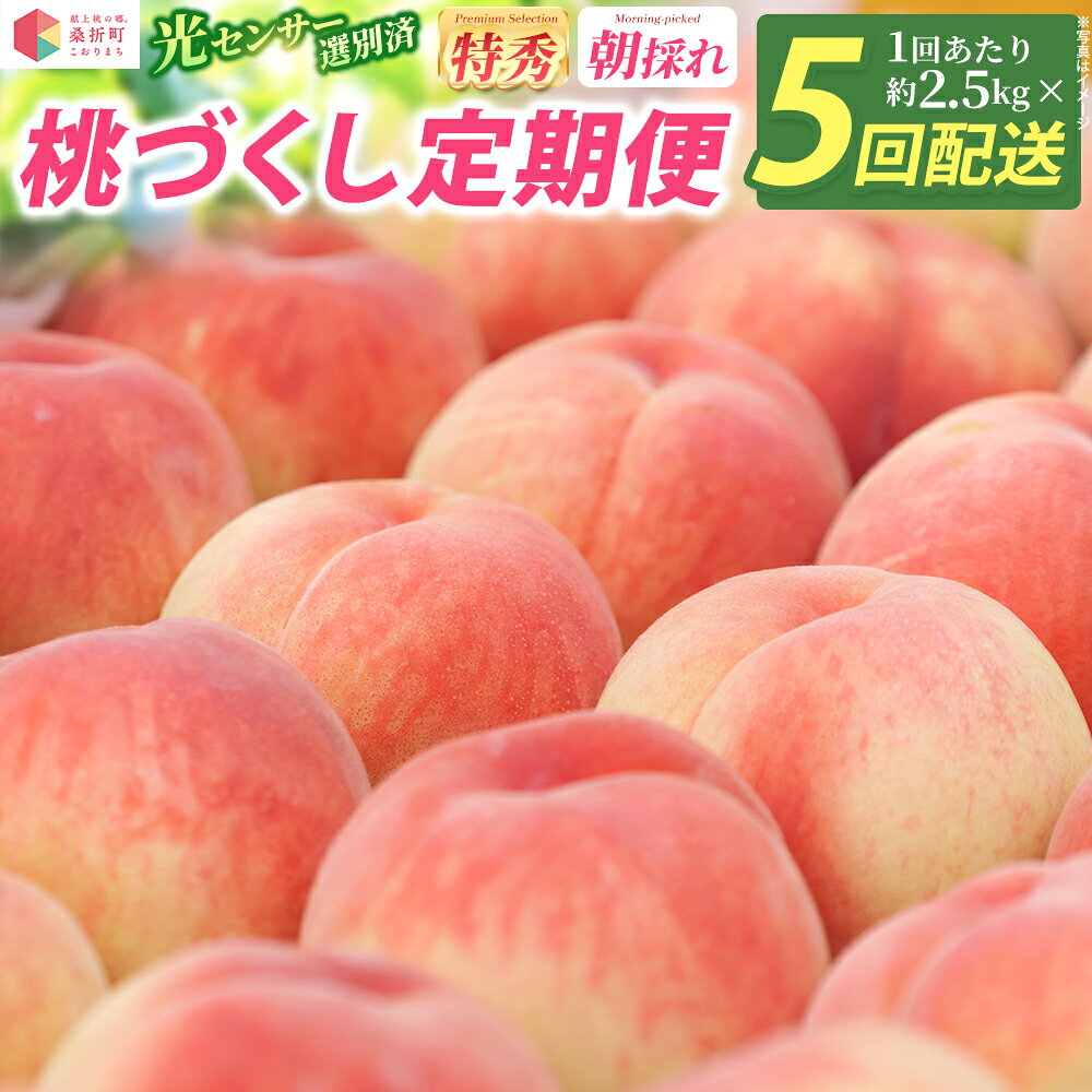 【ふるさと納税】桃づくし定期便5品種【2027年先行予約・献上桃の郷桑折町産もも2.5kg×5回】 ／ もも モモ 果物 桃 定期便 フルーツ定期便 食べ比べ 大容量 旬フルーツ お取り寄せフルーツ 贅沢フルーツ 家庭用 贈答用 夏フルーツ 季節限定 新鮮フルーツ 【07301-0199】