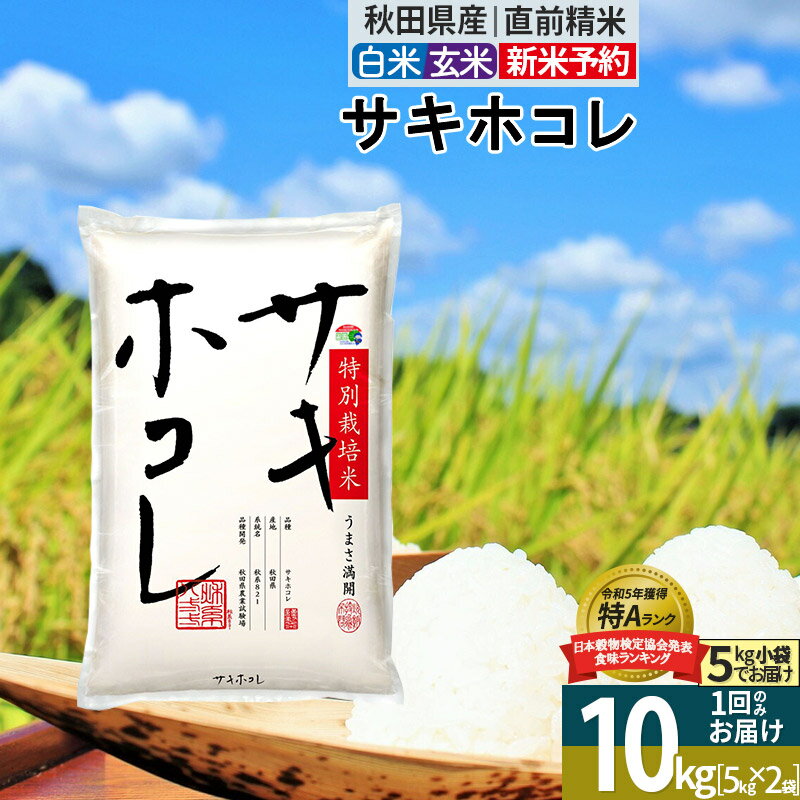 【ふるさと納税】〈令和7年産〉【白米／玄米】サキホコレ 10kg (5kg×2袋) 秋田県産 特別栽培米 令和7年産 お米【1回のみお届け】
