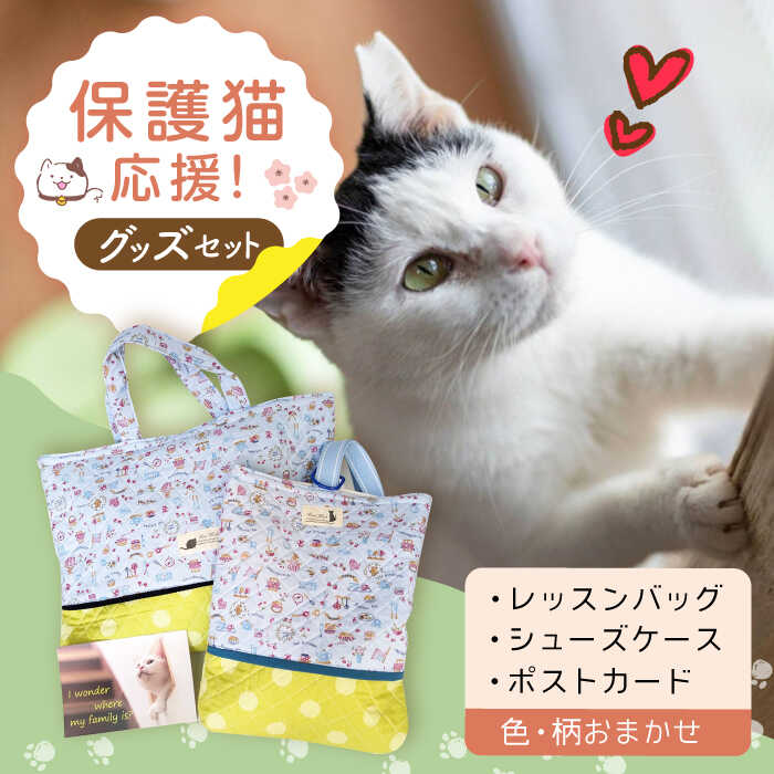 【ふるさと納税】【保護猫応援！】グッズセット（レッスンバッグ女の子タイプ・シューズケース・ポストカード） 大阪府高槻市/高槻ねこの会・ねこのおうち[AOBR005] 保護猫 支援 ネコ好き 猫 ねこ ネコ 猫グッズ 贈答 ギフト 贈り物 大阪 大阪府 高槻 高槻市 ふるさと納税