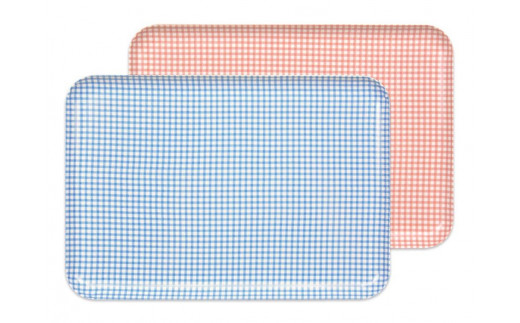 【ブルー×ピンク2枚組】ST ランチョン トレー L 39cm チェック タツクラフト 【Tk110】
