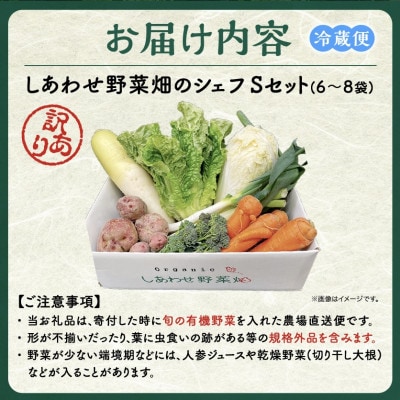 【毎月定期便】しあわせ野菜畑のシェフS セット　(訳あり規格外の有機野菜を一部使用)全12回【配送不可地域：離島・北海道・沖縄県・四国・九州】