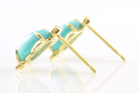 ピアス K18 亀 ターコイズ イエローゴールド スタッドピアス ジュエリーケース付き [シエロ 山梨県 中央市 21470670] アクセサリー ジュエリー アクセ 18金 ハワイ ハワイアン ウミ