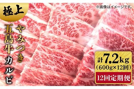 【12回定期便】五島牛カルビ 600g[PCV034] 国産 長崎和牛カルビ カルビ 定期便 カルビ 定期 カルビ定期便