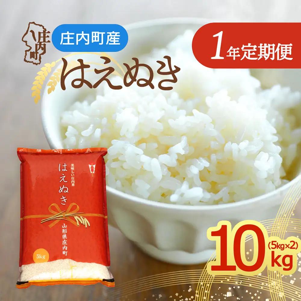 【定期便】＜令和8年産＞はえぬき 10kg×1年間 毎月お届け 山形県庄内町産 庄内米 ブランド米 米 コシヒカリの原点、亀の尾発祥の地 お米の定期便 甘み 粘り バランスの良い ごはん 家庭用【10月中旬発送】