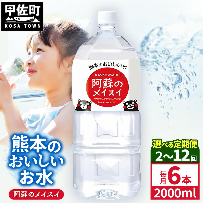 【ふるさと納税】【選べる定期便】熊本のおいしいお水 阿蘇のメイスイ 2L×6本（1ケース）（共通返礼品・御船町）【2ヵ月／3ヶ月／6ヵ月／12ヵ月】 - 水 飲料水 ミネラルウォーター 箱買い まとめ買い ペットボトル 軟水 防災 備蓄 ローリングストック 熊本県【価格改定】