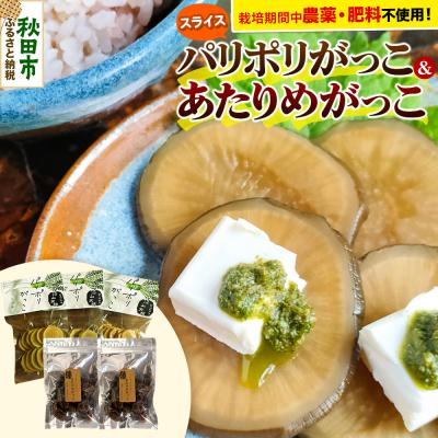ふるさと納税 秋田市 漬物 「沼山大根のパリポリがっこ」3袋&amp;「あたりめがっこ」2袋 計5袋|15_cmn-030501