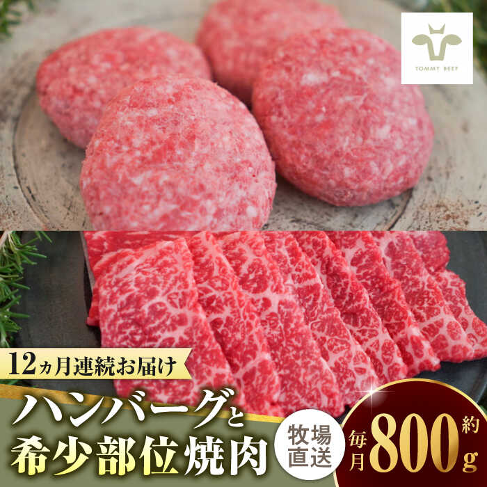 【ふるさと納税】【家計お助け返礼品】【全12回定期便】佐賀牛100％ハンバーグ4個と希少部位焼肉300g / 国産和牛 ブランド牛 牛肉 おかず / 佐賀県 / 有限会社佐賀セントラル牧場 [41ASAA202]