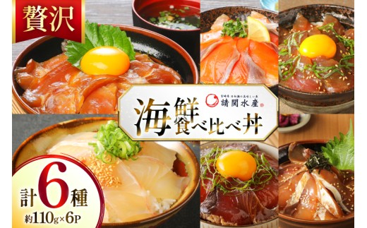 海鮮丼 6種の贅沢食べ比べ丼 1p約110g 6p 真空パック [請関水産 宮崎県 日向市 452061668] 海鮮丼の具 海鮮 海鮮丼セット 食べ比べ 丼 冷凍 ギフト 漬け丼 ぶり マダイ 真鯛 かんぱち カンパチ まぐろ マグロ サーモン かつお カツオ
