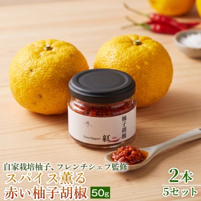 
                  ＜香りと辛みで料理に深みを＞スパイス薫る赤い柚子胡椒(瓶)50g ×2本 5セット【1736733】
                