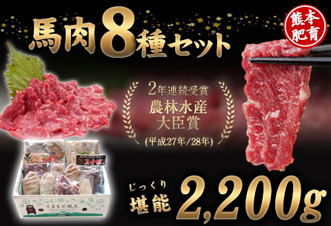 純国産馬肉8種セット 計2200g 馬刺し 馬肉 馬スジ ホルモン 霜降り ハンバーグ《60日以内に出荷予定(土日祝除く)》---oz_fba8syu_60d_22_25000_2200g---