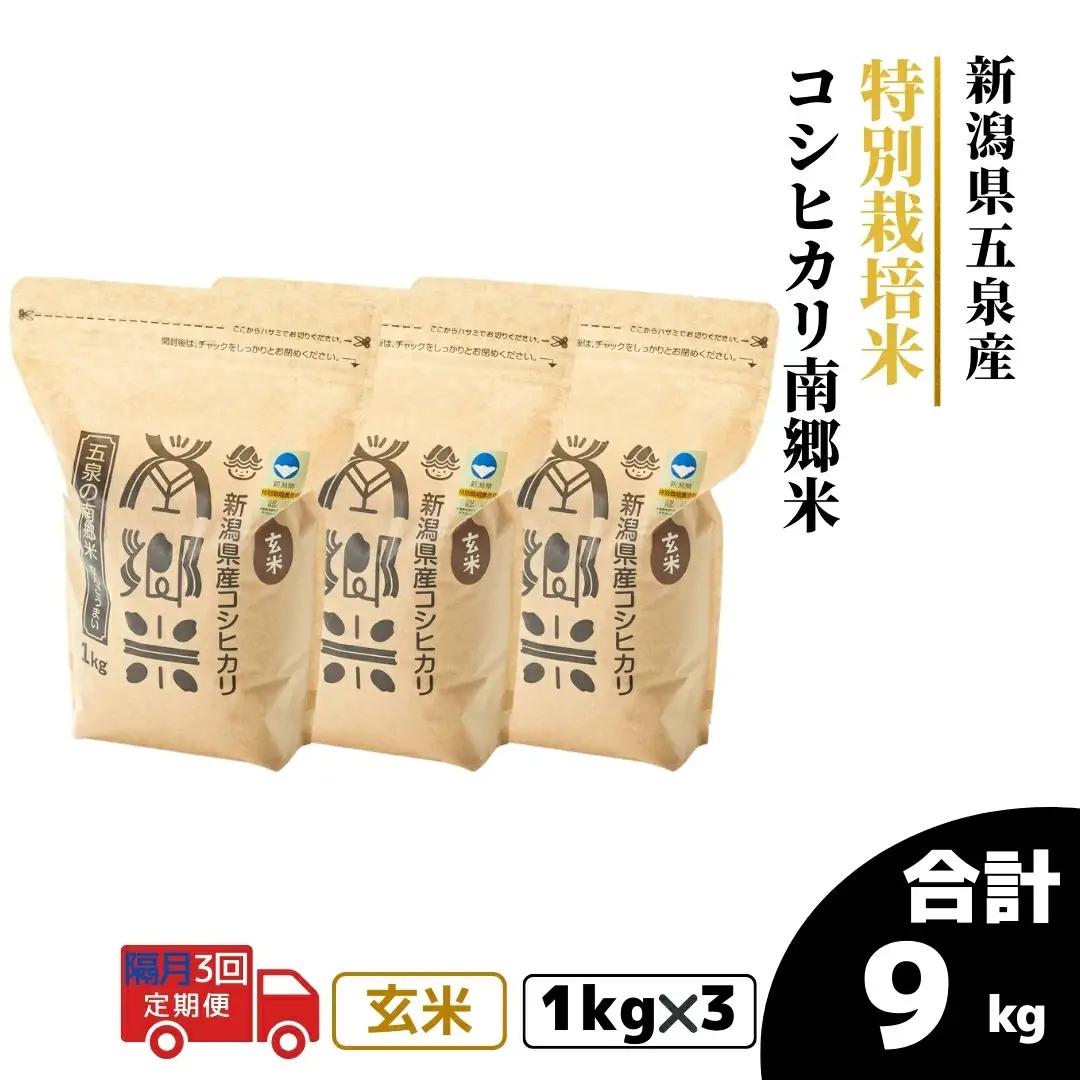 令和8年産米【隔月3回定期便】特別栽培コシヒカリ 玄米3kg（1kg×3袋） | コシヒカリ 玄米 米 新潟県産 五泉市 特別栽培米 新米
