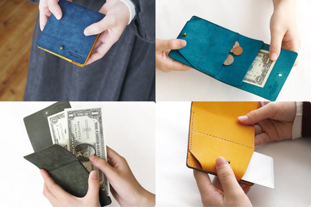 薄い二つ折り財布【全18色】11ターコイズブラウン