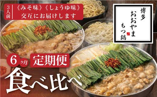 【6ヶ月定期便】 みそ味 3人前 と しょうゆ味 3人前 を交互にお届け もつ鍋 牛もつ