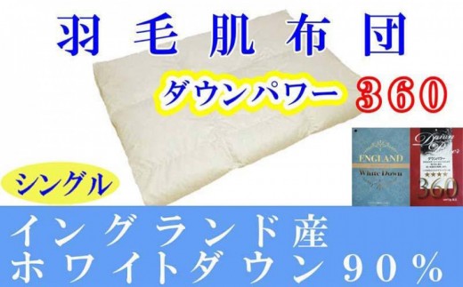 羽毛肌掛け布団 シングル 羽毛肌布団 イングランド産ホワイトダウン90 羽毛肌ふとん 羽毛肌掛けふとん ダウンパワー360  羽毛肌掛け布団 羽毛肌掛布団 寝具 肌 羽毛布団【BE059】