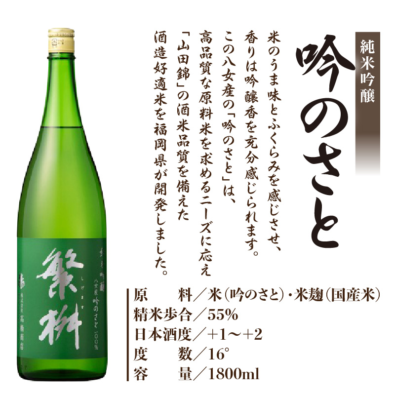 繁桝　純米吟醸吟のさと・純米梅酒セット 繁桝 純米吟醸 吟のさと Kura Master プラチナ賞 純米梅酒 立花町産 梅 酸味と甘みのバランス 上品な口当たり 福岡県 八女産