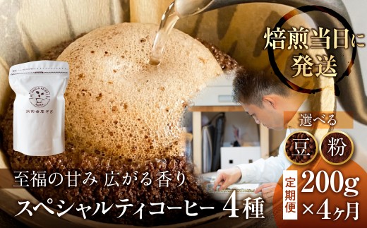 粉  ＼焙煎当日発送／ 定期便 4ヶ月 甘みたっぷり スペシャルティコーヒー 超希少種 コーヒー豆 スペシャリティ ゲイシャ 200g × 4ヵ月 挽きたて 粉 珈琲 自家焙煎 浅煎り 高級コーヒー 希少コーヒー プレゼント ギフト 焙煎幸房”そら” 岐阜県 大垣市