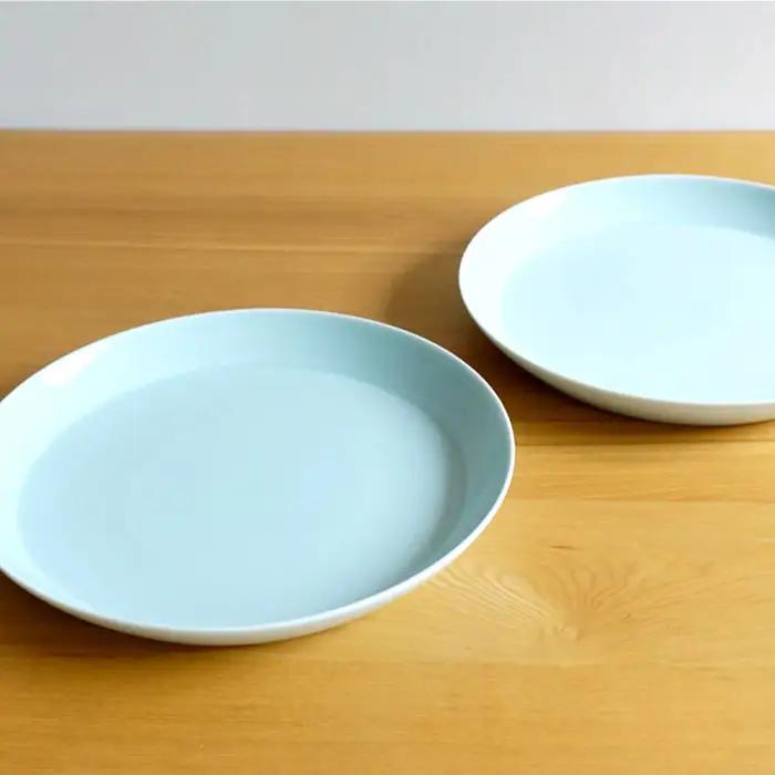 【白山陶器】【磁器の美しさ】 S-lineシンプルな25cm プレート 皿 2枚セット 青白釉【波佐見焼】 [TA57] 波佐見焼