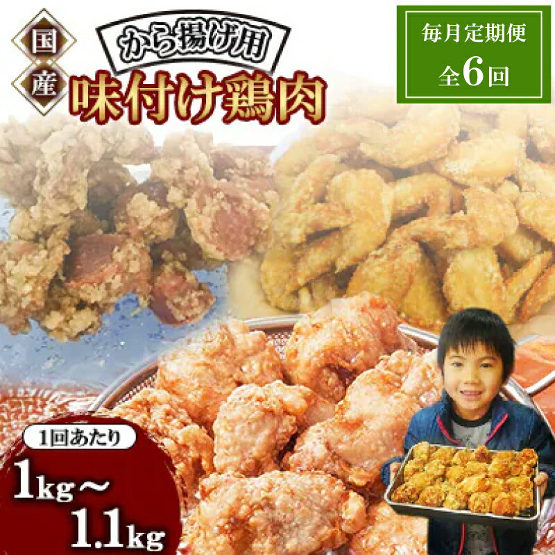【ふるさと納税】 唐揚げ 6回 定期便 1kg × 6回 冷蔵 新鮮 鶏肉 唐揚げ 砂ずり ずり 柚子胡椒 味 柚子こしょう 味付け肉唐揚げ 味付け 鶏肉 肉 簡単調理 惣菜 おつまみ ごはん からあげ 唐揚げ 1kg から揚げ 鶏肉 なだまさ なだまん 福岡県 川崎町