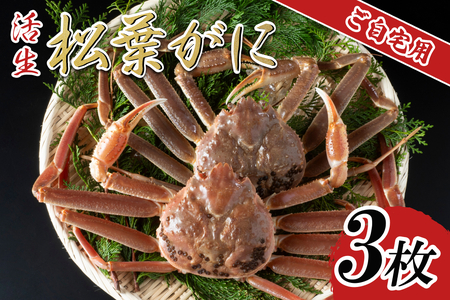 【活生】ご自宅用松葉ガニ 3枚 2026年11月～順次発送予定｜鳥取 日本海 松葉がに 松葉蟹 かに ズワイガニ【22056】