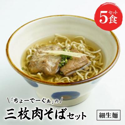 ふるさと納税 西原町 〈細生麺〉ちょーでーぐぁ 沖縄そば(三枚肉)5食セット