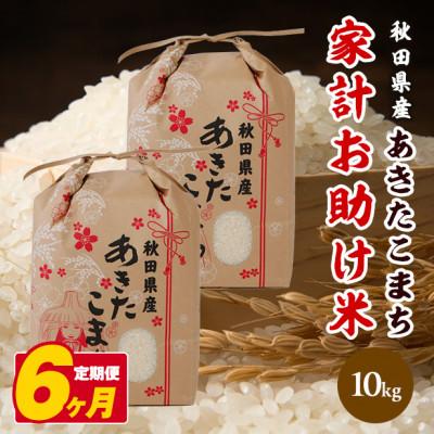 ふるさと納税 八郎潟町 【毎月定期便】あきたこまち 家計お助け米 10kg(5kg×2袋)【白米】 秋田県産全6回