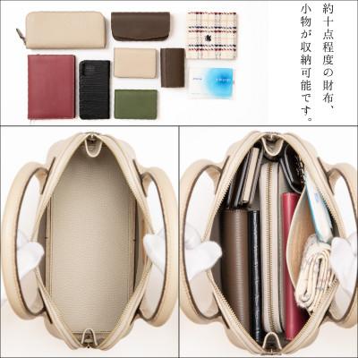 ふるさと納税 尼崎市 HEDGE　シュリンク型押し牛革 淡いベージュのレディースバッグ たつの市産牛革を使用した鞄です |  | 02