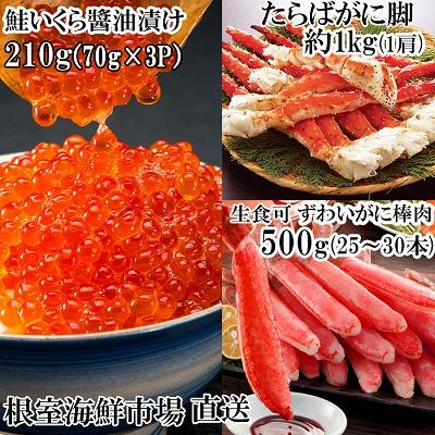 ふるさと納税 根室市 根室海鮮市場<直送>海鮮詰め合わせ(たらばがに・ずわいがに・いくら) D-28046