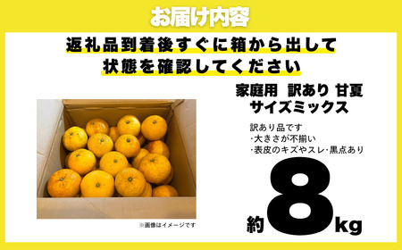 訳あり 甘夏 8kg サイズ ミックス 8000円 ご家庭用 送料無料 産地直送 農家直送 減農薬 栽培 フルーツ 果物 柑橘 あまなつ 旬の味覚 爽やか 香り 甘酸っぱい ほろ苦い 大人 の 味 マ