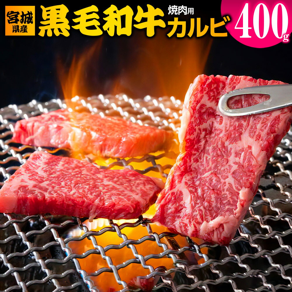 【ふるさと納税】宮城県産 黒毛和牛カルビ焼肉用 約400g｜国産 牛肉 焼き肉 焼肉 お肉 カルビ 和牛 キャンプ バーベキュー [0049]