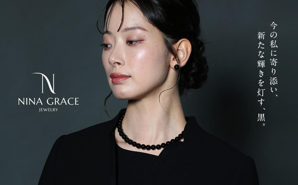 オニキス ネックレス ピアス 2点セット 艶あり 10mm ／ アクセサリー ジュエリー スタッドピアス onyx