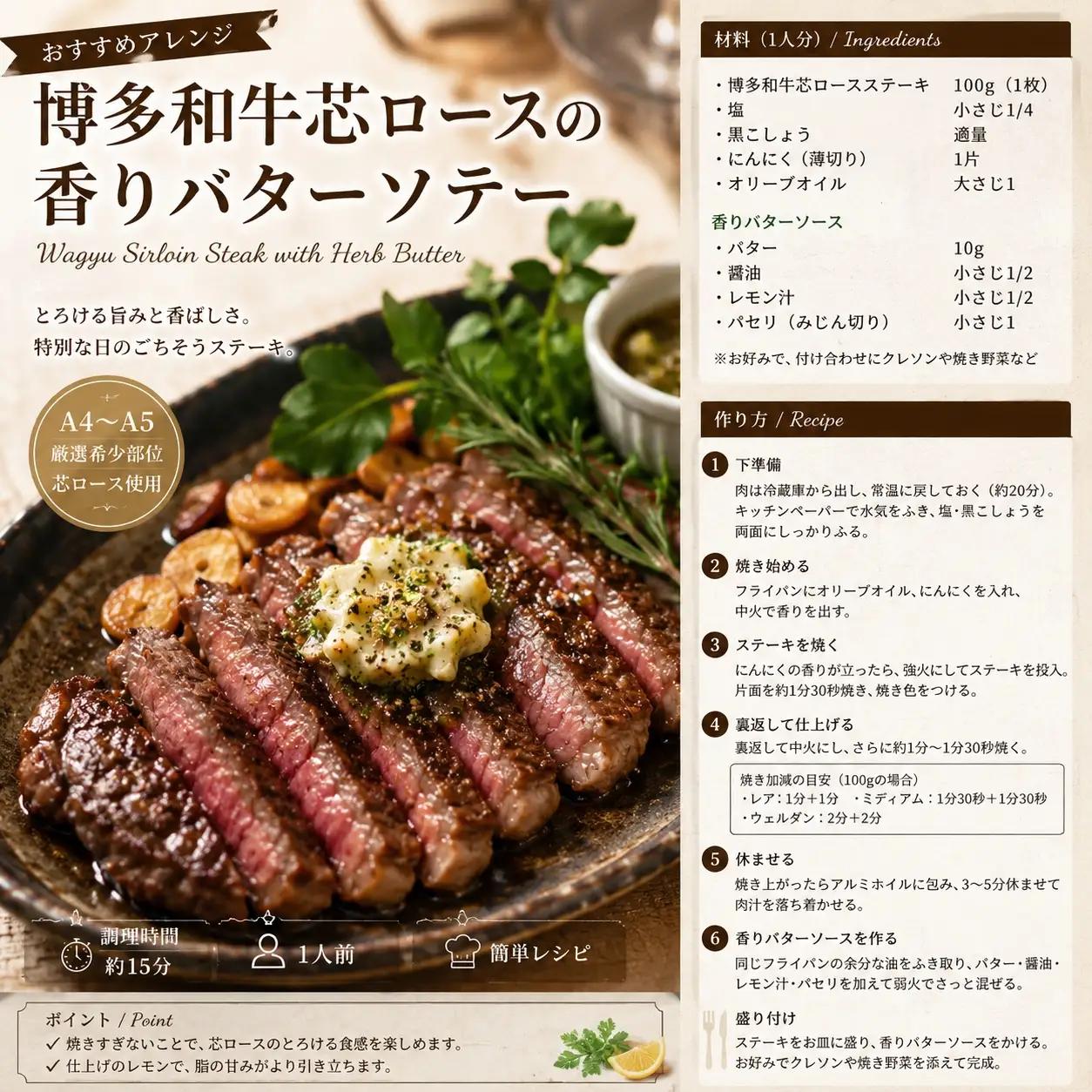 この味プレミアム！【A4～A5】【厳選希少部位】博多和牛芯ロースステーキ 100g【CP061a】
