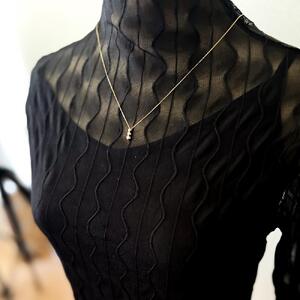 【K18イエローゴールド ラボダイヤモンドネックレス】0.435ct 3粒ダイヤのトリロジーネックレス 上品な美しさ 長さ50cm　K18-N006