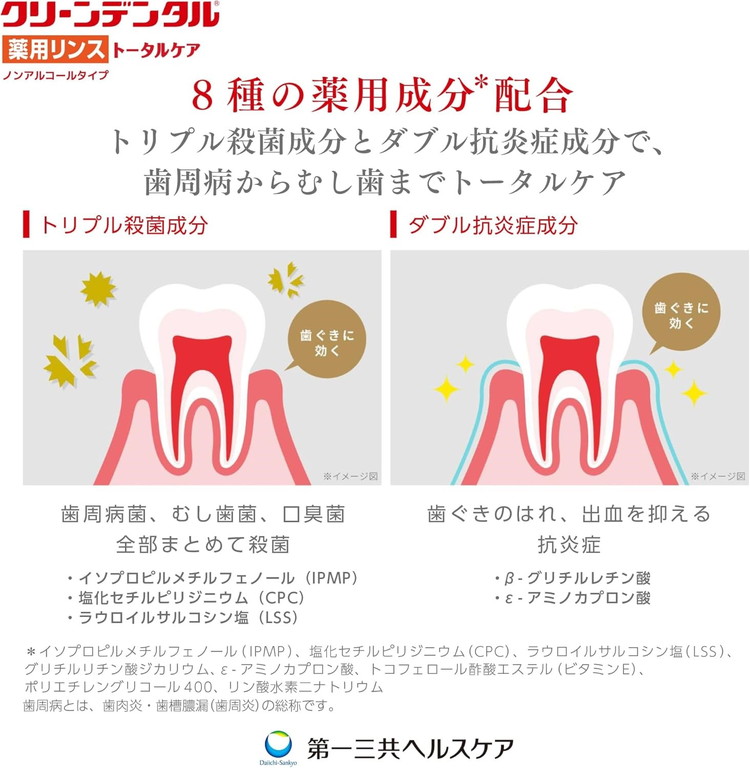 クリーンデンタル 薬用リンス トータルケア 450ml 3本セット | 歯磨き粉 歯磨き ハミガキ デンタルケア フッ素 虫歯予防 口臭予防 歯周病予防 日本製