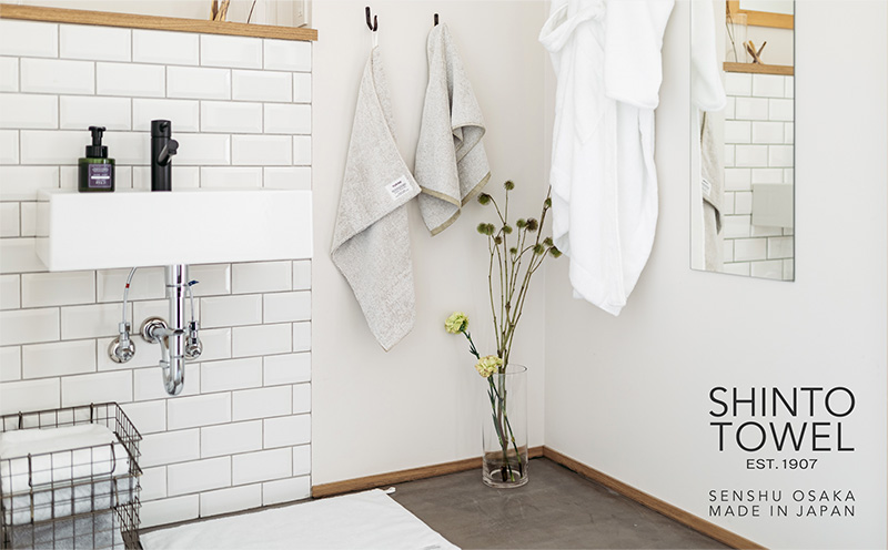 SHINTO TOWEL「ユキネ・バスマット＆フェイスタオル 2枚」shiro（白）オーガニックコットン100% G3078