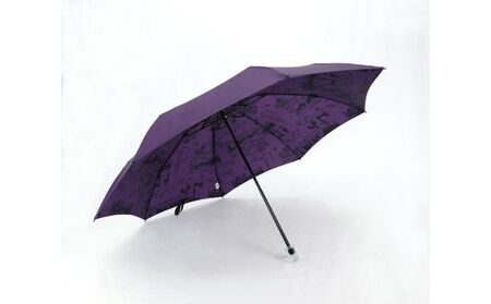晴雨兼用折傘モンプリュイ・東京 小物 雑貨 婦人用 雨傘 日傘 レディース 雨具 梅雨 レイングッズ 玉留一体型 雨の日 晴れの日 UV加工  グレー