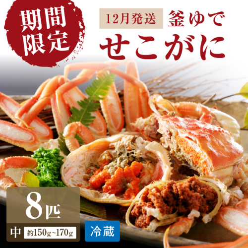 【期間限定・冬の味覚！】釜ゆでせこがに 中サイズ（150ｇ～170ｇ） 8匹入り （12月発送）／北畿水産
