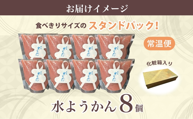 水ようかん 8個 化粧箱入り 7月初旬よりお届け ようかん 和菓子 菓子 羊羹 北海道産 小豆 スイーツ 夏 おやつ お中元 お供え 贈答 お取り寄せ 送料無料 常温 一心堂 北海道 洞爺湖町