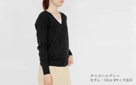 カシミヤニット Vネックカーディガン ( チャコールグレー・M ) レディース