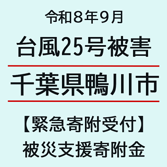 【ふるさと納税】【令和8年9月台風25号災害支援緊急寄附受付】千葉県鴨川市災害応援寄附金（返礼品はありません）