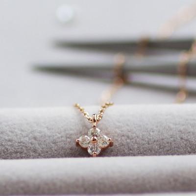 ふるさと納税 大津市 【10金ピンクゴールド ダイヤモンドネックレス】0.132ct エレガンスに咲く幸運の上質ジュエリー |  | 02