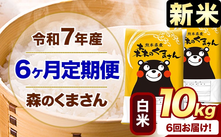 
            【6ヶ月定期便】新米 令和7年産 白米  森のくまさん 10kg 5kg×2袋  《お申し込みの翌月から出荷》 熊本県産 白米 精米 米 こめ コメ お米 kome
          