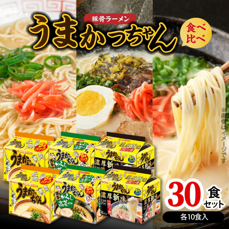 【ふるさと納税】豚骨ラーメン うまかっちゃん 博多からし高菜風味 濃厚新味 各 10食 計 30食 食べ比べ セット とんこつ ラーメン スープ インスタントラーメン 袋麺 ご当地ラーメン 即席ラーメン 福岡県 上毛町 送料無料