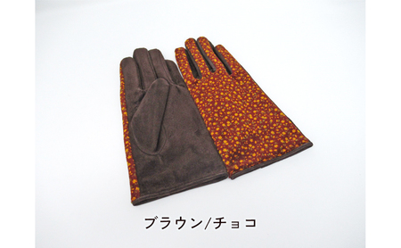 婦人豚革生地コンビ手袋 グリーン/ブラウン