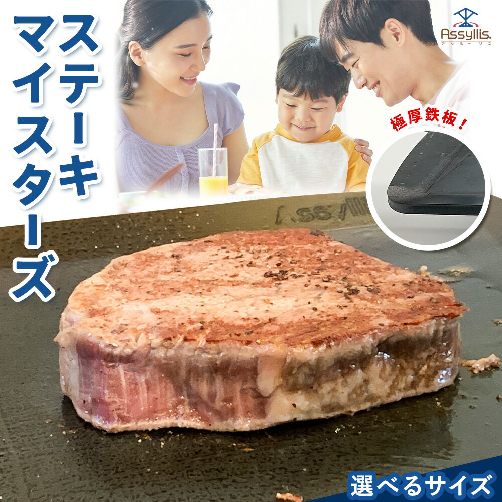 【ふるさと納税】＼夏のBBQにも最適！／ステーキマイスターズ4.5mm 鉄板 Mサイズ Lサイズ 鉄ハンドル付き《30日以内に出荷予定(土日祝除く)》 キャンプ アウトドア バーベキュー ステーキ BBQ 調理器具 アウトドアプレート 極厚 黒皮 アッシーリス 株式会社ヤマナカ
